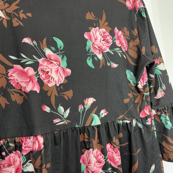 MATERNITY Black Floral Peplum Top - 3/4 sleeves - Picture 5 of 10